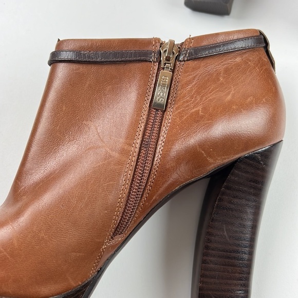 GUESS Gwalade Platform Brown Leather Booties - Picture 8 of 12
